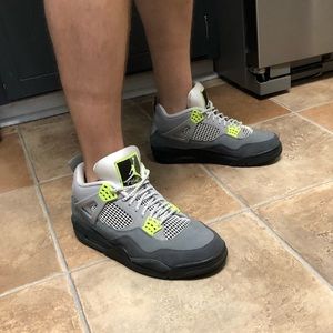 Men’s size 10 Air Jordan’s. Grey suede & green